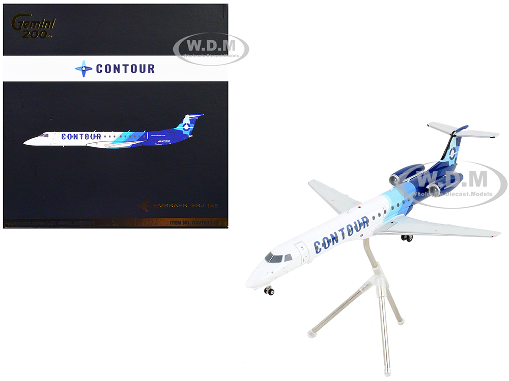 Embraer ERJ-145 Commercial Aircraft Contour Airlines White and Blue Gemini 200 Series 1/200 Diecast Model Airplane by GeminiJets