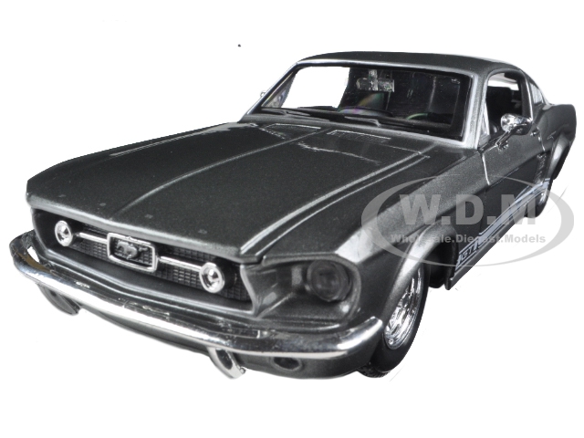 1967 Ford Mustang GT Gray Metallic With White Stripes 1/24 Diecast Model Car By Maisto