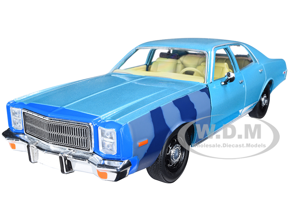 1977 Plymouth Fury Unrestored Turquoise Metallic (Sergeant Rick Hunters) Hunter (1984-1991) TV Series Hollywood Series 1/24 Diecast Model Car by Greenlight