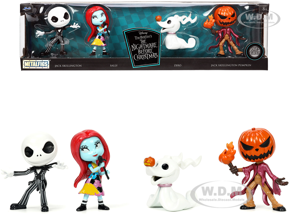 Set of 4 Diecast Figurines (2.5) Tim Burtons The Nightmare Before Christmas Metalfigs Series by Jada