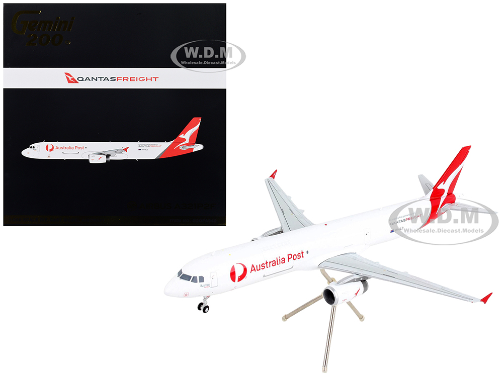 Airbus A321P2F Commercial Aircraft Qantas Freight - Australia Post White with Red Tail Gemini 200 Series 1/200 Diecast Model Airplane by GeminiJets