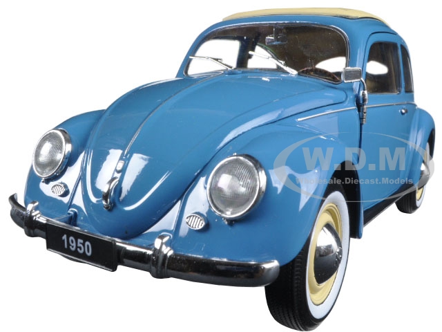 1950 Volkswagen Classic Old Beetle Split Window Blue 1/18 Diecast Model Car By Welly