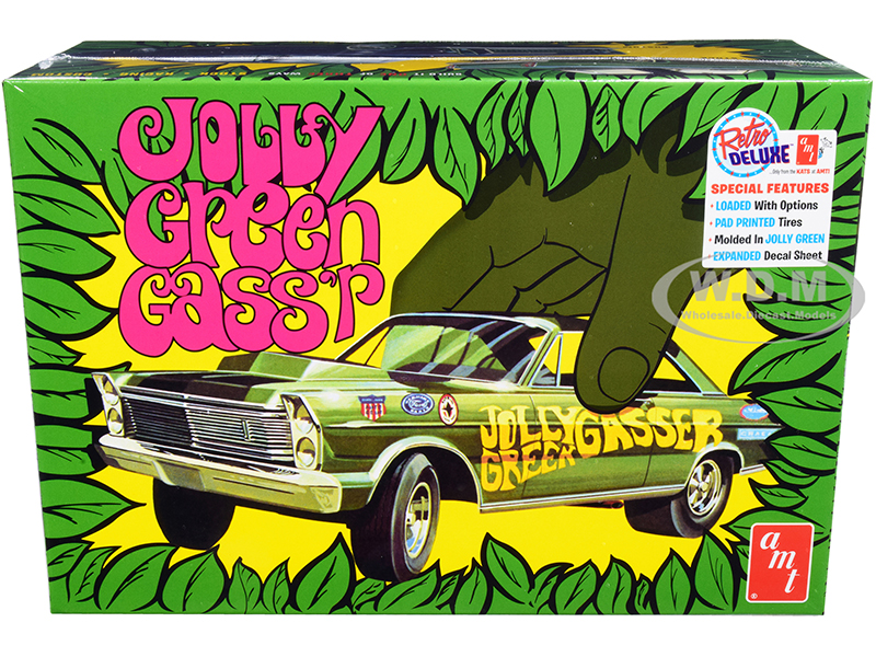 Skill 2 Model Kit 1965 Ford Galaxie Jolly Green Gasser 3-in-1 Kit 1/25 Scale Model by AMT