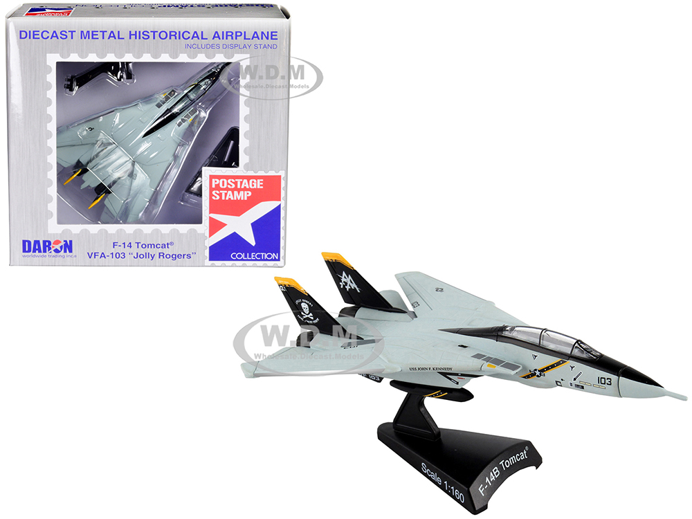 Grumman F-14 Tomcat Fighter Aircraft VFA-103 Jolly Rogers United States Navy 1/160 Diecast Model Airplane by Postage Stamp