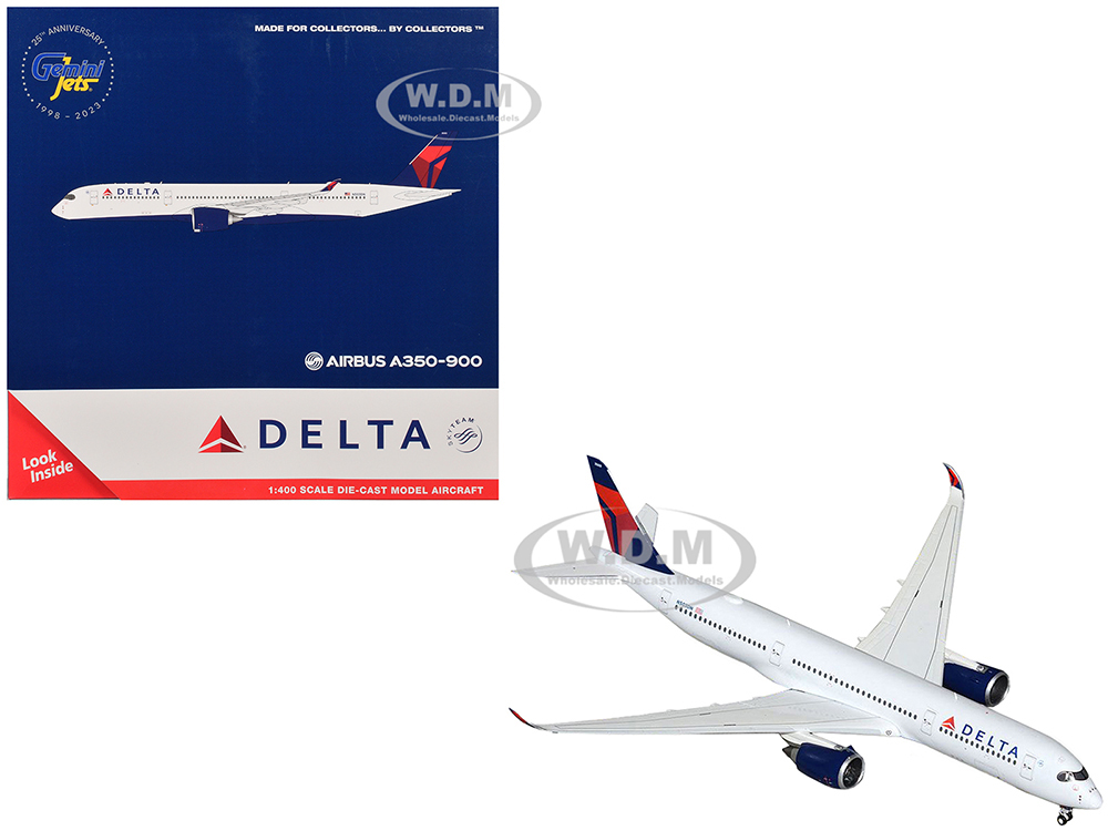 Airbus A350-900 Commercial Aircraft Delta Air Lines (N503DN) White with Blue and Red Tail 1/400 Diecast Model Airplane by GeminiJets