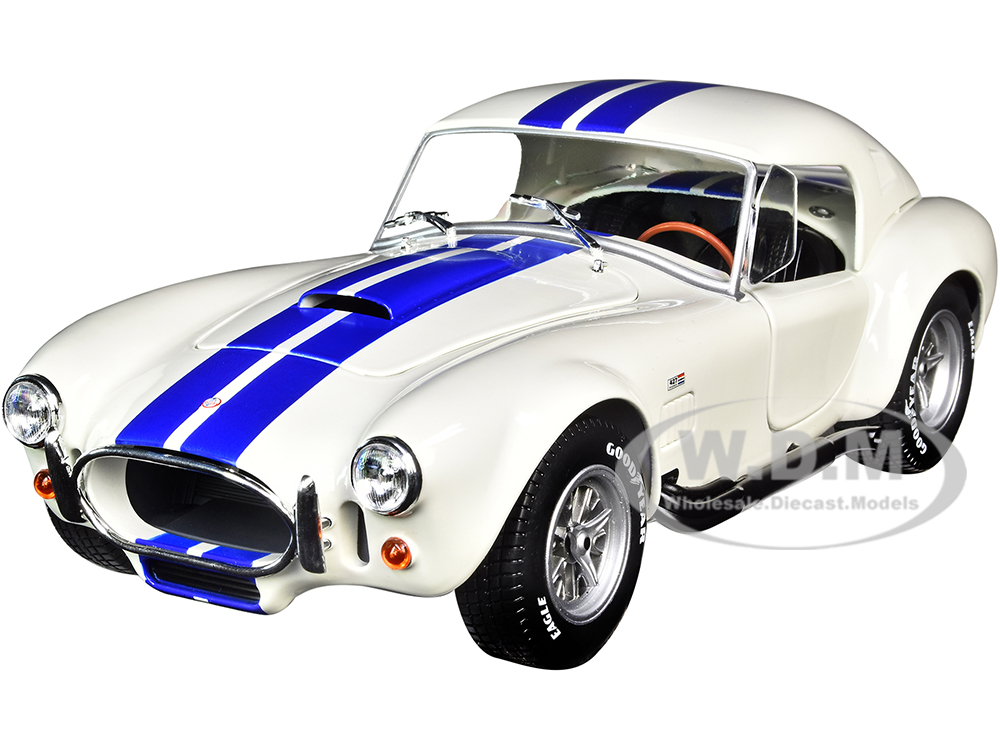 Shelby Cobra 427 S/C Convertible Wimbledon White With Blue Stripes 1/18 Diecast Model Car By Solido