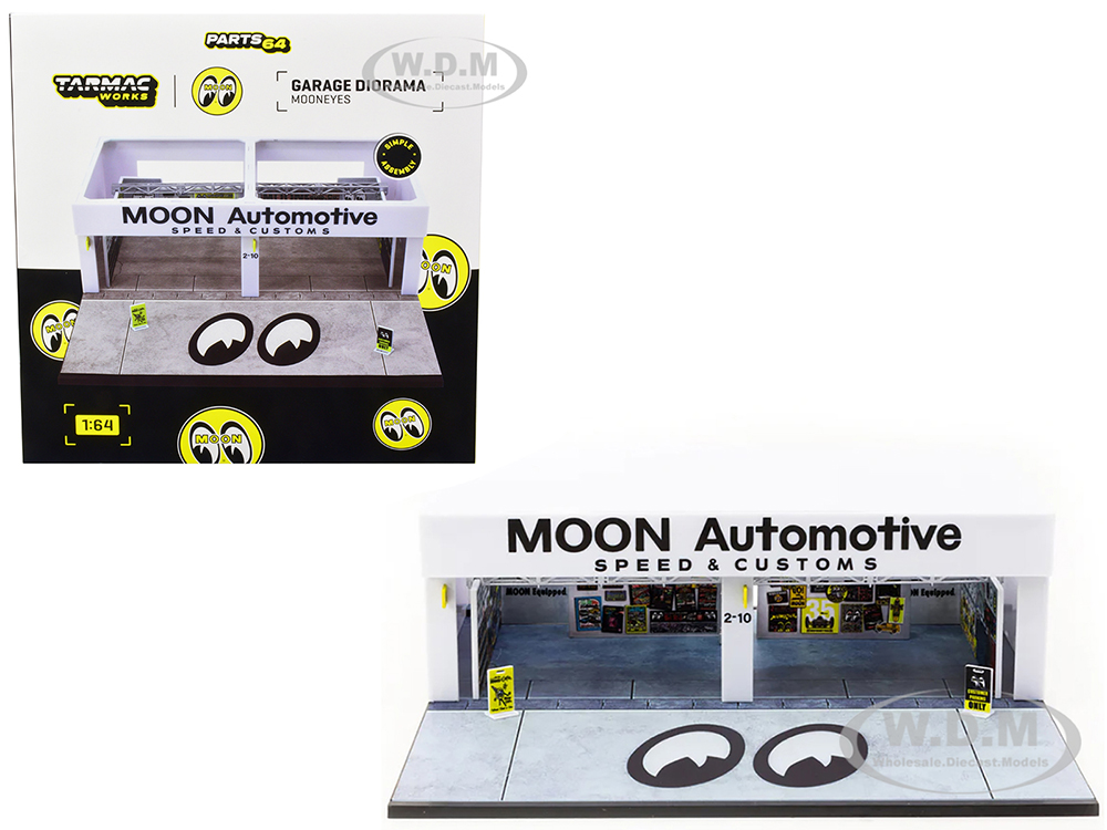 Garage Diorama "Mooneyes Moon Automotive Speed and Customs" Display for 1/64 Scale Models by Tarmac Works