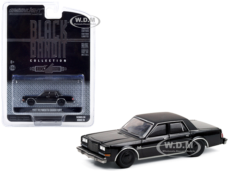 http://www.diecastmodelswholesale.com - 1987 Plymouth Gran Fury “Black Bandit” Series 24 1/64 Diecast Model Car by Greenlight