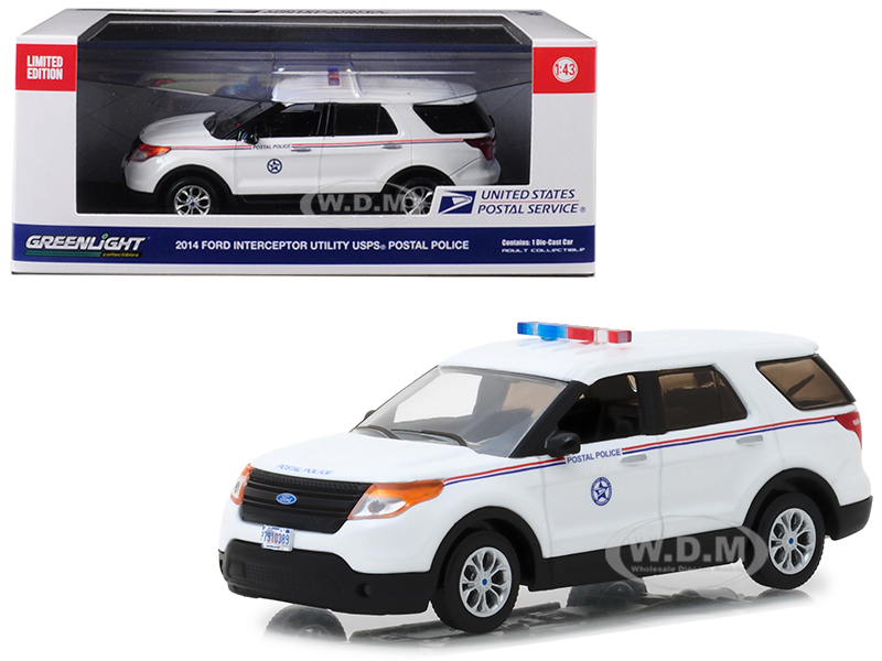 2014 Ford Interceptor Utility Postal Police "United States Postal Service" (USPS) White 1/43 Diecast Model Car by Greenlight