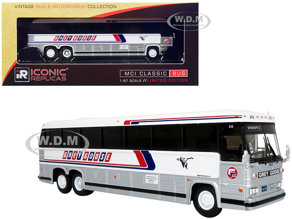 MCI MC-12 Coach Classic Bus "Grey Goose Lines" Destination Winnipeg (Manitoba Canada) "Vintage Bus &amp; Motorcoach Collection" 1/87 Diecast Model by