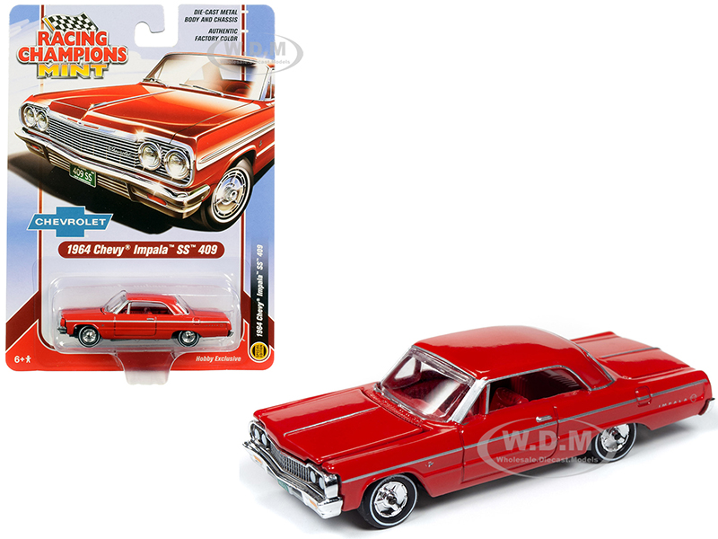 Image of 1964 Chevrolet Impala SS 409 Hardtop Riverside Red with Red Interior 1/64 Diecast Model Car by Racing Champions