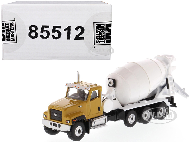 Cat Caterpillar Ct681 Concrete Mixer Yellow And White "high Line" Series 1/87 (ho) Scale Diecast Model By Diecast Masters