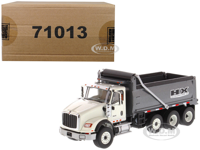 Image of International HX620 Dump White with Gun Metal Grey Bed 1/50 Diecast Model by Diecast Masters