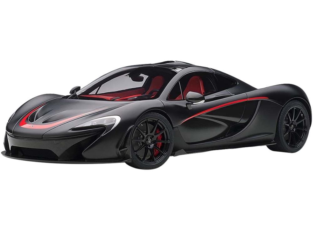 Mclaren P1 Matt Black with Red Accents 1/12 Model Car by Autoart