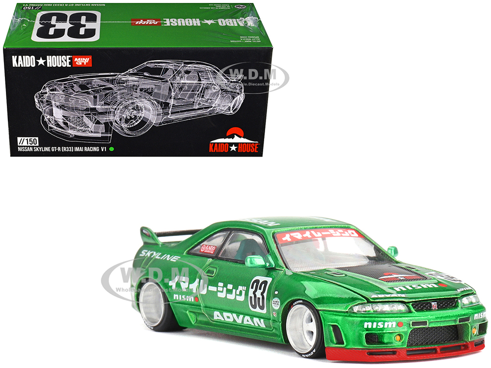 Nissan Skyline GT-R (R33) RHD (Right Hand Drive) #33 Imai Racing V1 Green Metallic (Designed by Jun Imai) Kaido House Special 1/64 Diecast Model Car by Mini GT