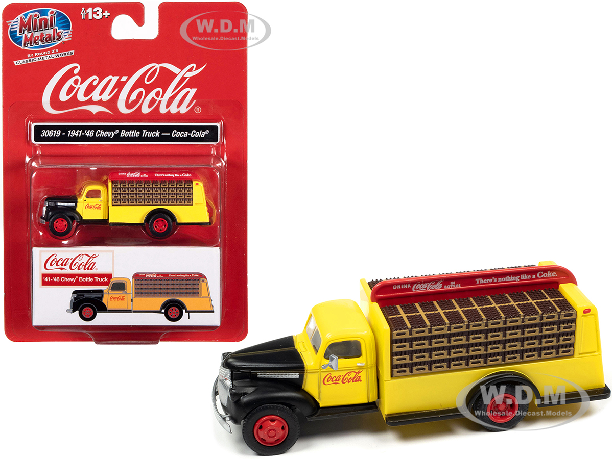 1941-1946 Chevrolet Delivery Bottle Truck Yellow and Black "Coca-Cola" 1/87 (HO) Scale Model by Classic Metal Works