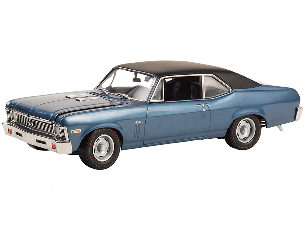 1969 Chevrolet Nova Blue With Black Vinyl Top The Mod Squad (1968-1973 TV Series) Limited Edition 1/18 Diecast Model Car By GMP