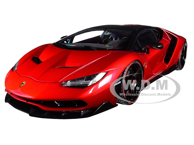 Lamborghini Centenario Rosso Efesto / Metallic Red With Carbon Top 1/18 Model Car By Autoart