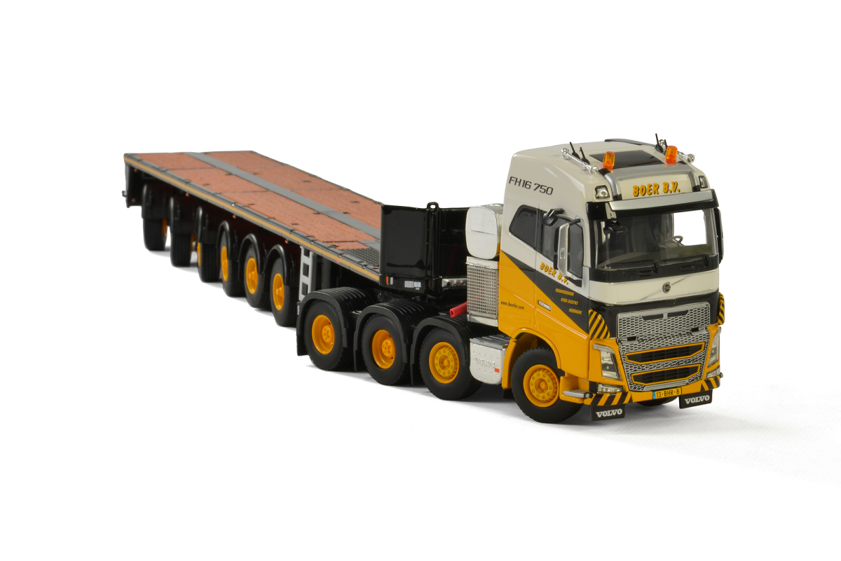 Volvo Fh16 750 Globetrotter Truck 8x4 "boer Bv" With 6 Axle Ballast Trailer 1/50 Diecast Model By Wsi Models