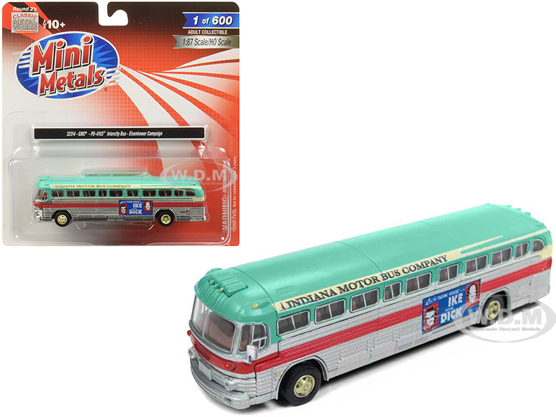 Gmc Pd-4103 Intercity Bus (indiana Motor Bus Company) "eisenhower Campaign" 1/87 (ho) Scale Model By Classic Metal Works