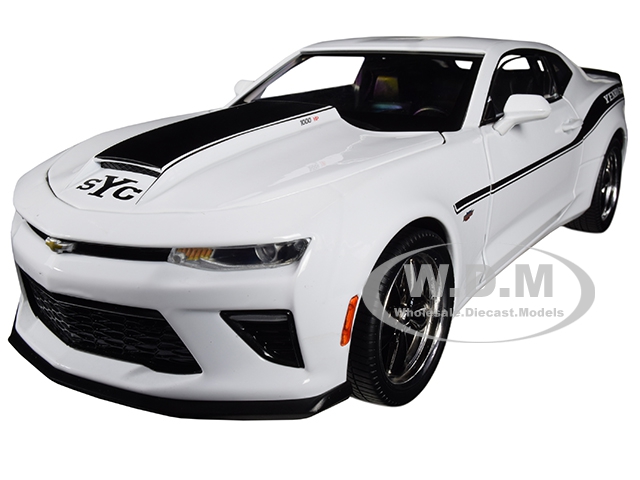 Image of 2018 Chevrolet Camaro Yenko/SC Stage II Coupe White with Black Stripes Limited Edition to 702 pieces Worldwide 1/18 Diecast Model Car by Autoworld