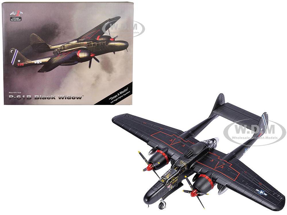 Northrop P-61B Black Widow Fighter Aircraft Times a Wastin 418th Night Fighter Squadron United States Army Air Forces 1/72 Diecast Model by Air Force 1