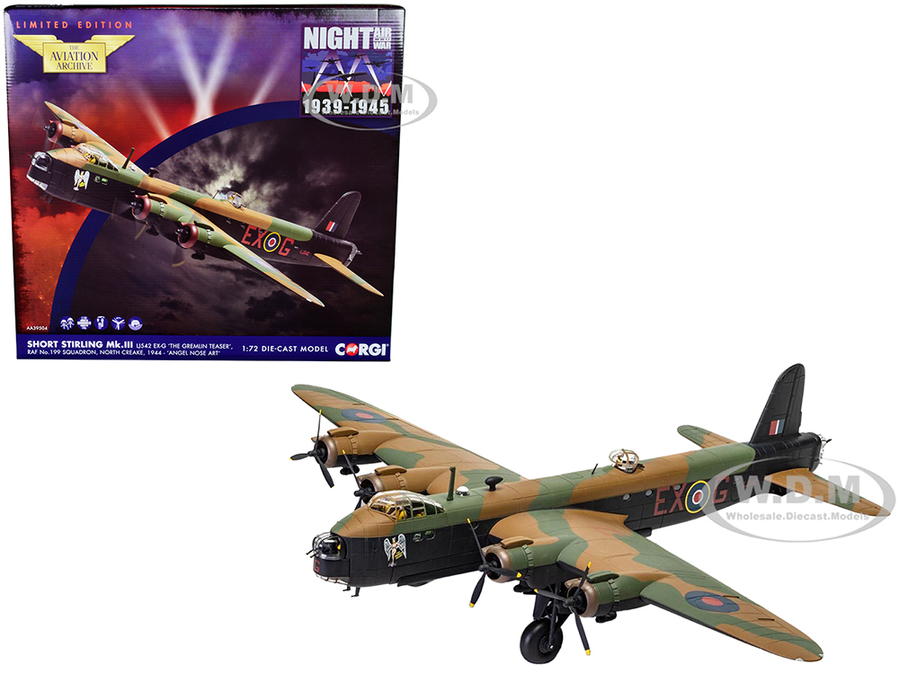 Short Stirling Bomber Aircraft LJ542 EX-G The Gremlin Teaser RAF No.199 Squadron North Creake (1944) Royal Air Force The Aviation Archive Series 1/72 Diecast Model by Corgi