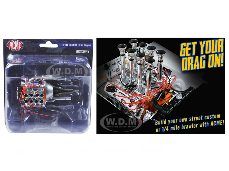 Fuel Injected 426 Hemi Engine and Transmission Replica 1/18 by Acme Fuel Injected 426 Hemi Engine and Transmission Replica 1/18 by Acme