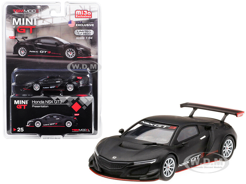 Image of Honda NSX GT3 Presentation Matt Black Limited Edition to 3600 pieces Worldwide 1/64 Diecast Model Car by True Scale Miniatures