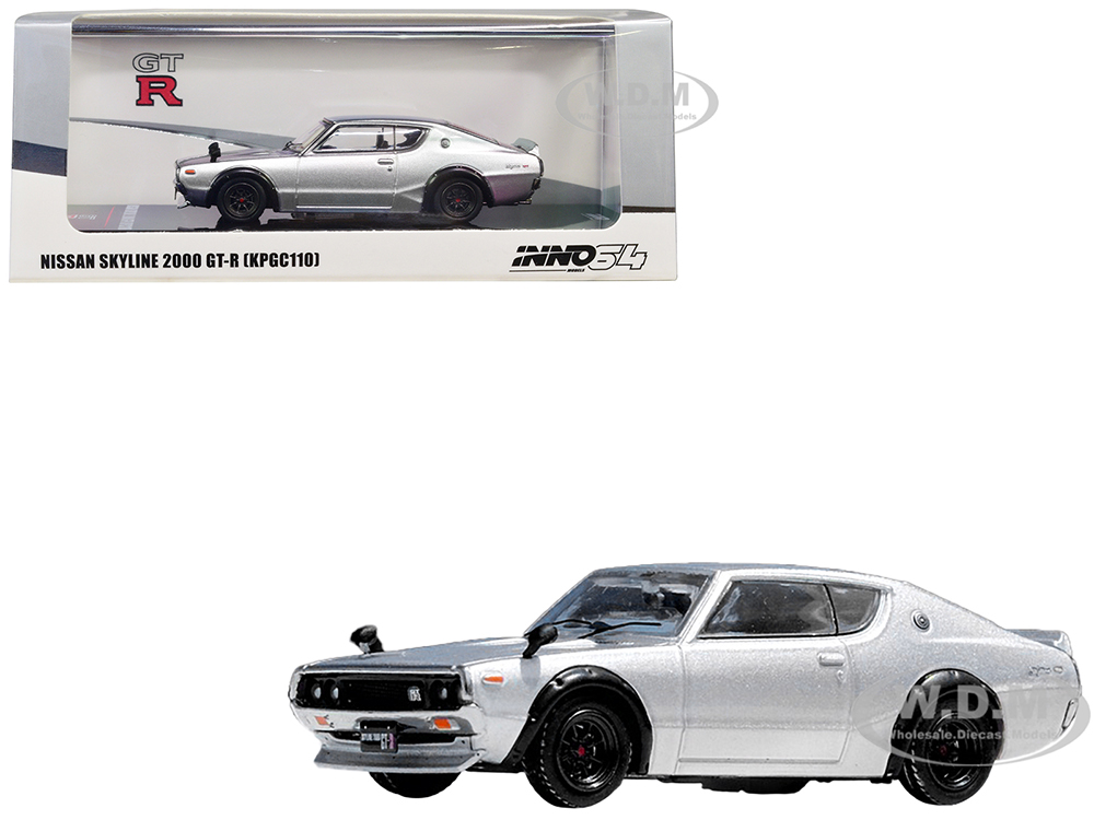 Nissan Skyline 2000 GT-R (KPGC110) RHD (Right Hand Drive) Silver Metallic 1/64 Diecast Model Car by Inno Models
