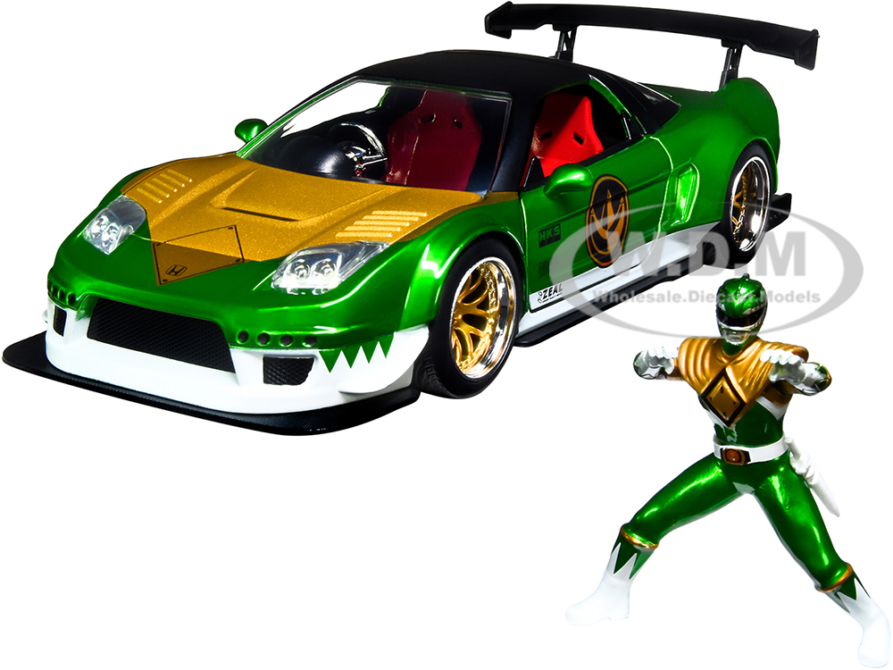 2002 Honda NSX Type-R Japan Spec RHD (Right Hand Drive) and Green Ranger Diecast Figurine "Power Rangers" 1/24 Diecast Model Car by Jada