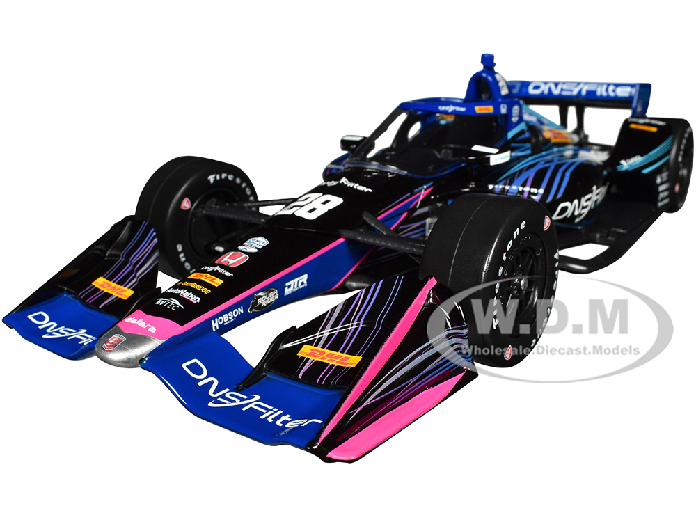 Dallara IndyCar #28 Romain Grosjean DNSFilter Andretti Autosport (Road Course Configuration) NTT IndyCar Series (2023) 1/18 Diecast Model Car by Greenlight