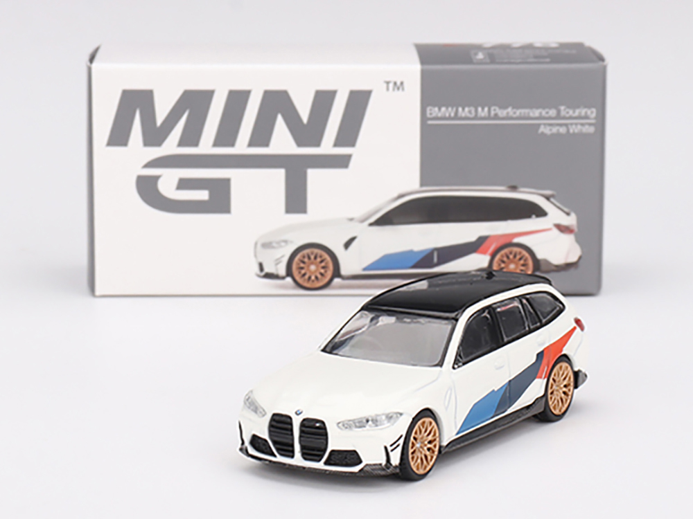 BMW M3 M Performance Touring Alpine White with Black Top and Graphics Limited Edition to 4800 pieces Worldwide 1/64 Diecast Model Car by Mini GT