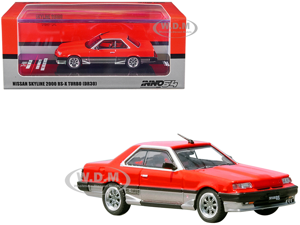 Nissan Skyline 2000 RS-X Turbo (DR30) RHD (Right Hand Drive) Red and Silver with Black Stripes 1/64 Diecast Model Car by Inno Models