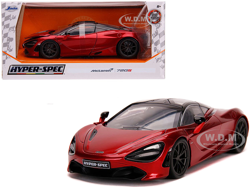 McLaren 720S RHD (Right Hand Drive) Candy Red with Black Top Hyper-Spec Series 1/24 Diecast Model Car by Jada