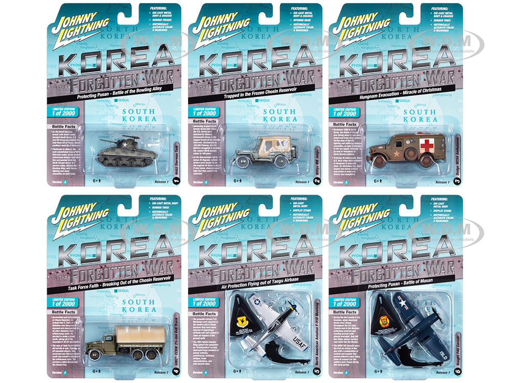 "Korea The Forgotten War" Military Set A of 6 pieces 2023 Release 1 Limited Edition to 2000 pieces Worldwide Diecast Models by Johnny Lightning