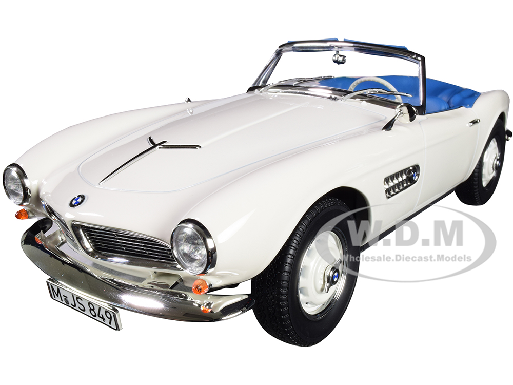 1956 BMW 507 Convertible White with Blue Interior 1/18 Diecast Model Car by Norev