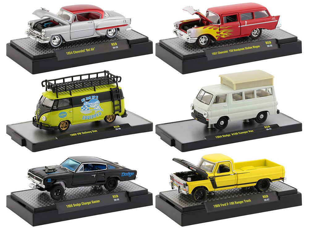 Auto Shows 6 piece Set Release 59 IN DISPLAY CASES 1/64 Diecast Model Cars by M2 Machines