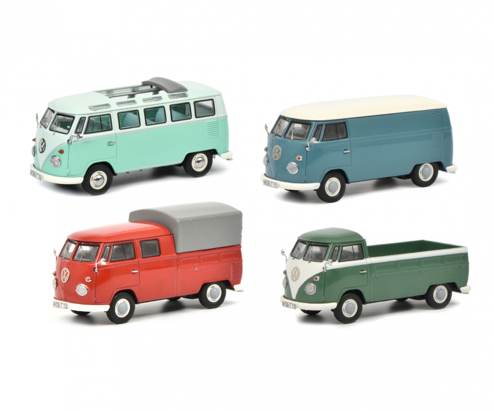 "volkswagen T1b" Set Of 4 Pieces 1/43 Diecast Models By Schuco