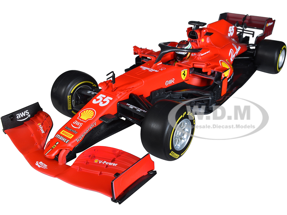 Ferrari SF21 #55 Carlos Sainz Formula One F1 Car Ferrari Racing Series 1/18 Diecast Model Car by Bburago