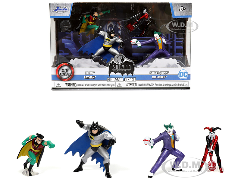 "Batman The Animated Series" Diorama Scene Set of 4 Diecast Figurines "Nano Hollywood Rides" Diecast Models by Jada