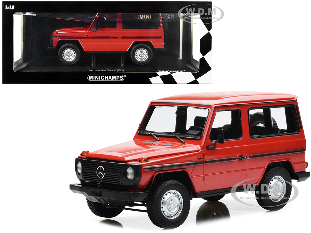 1980 Mercedes-Benz G-Model (SWB) Red with Black Stripes Limited Edition to 504 pieces Worldwide 1/18 Diecast Model Car by Minichamps
