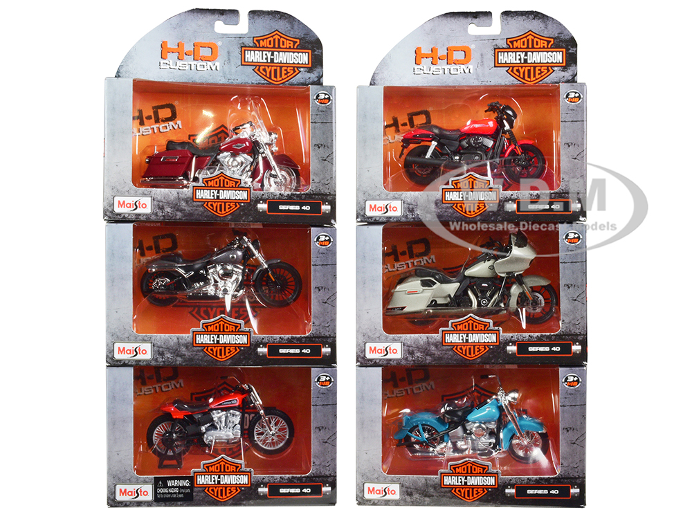 Harley-Davidson Motorcycles 6 piece Set Series 40 1/18 Diecast Models by Maisto