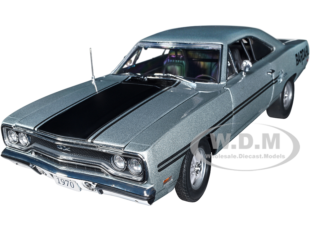 1970 Plymouth GTX Drag Car Gray Metallic with Black Stripes Bardahl Limited Edition to 540 pieces Worldwide 1/18 Diecast Model Car by GMP