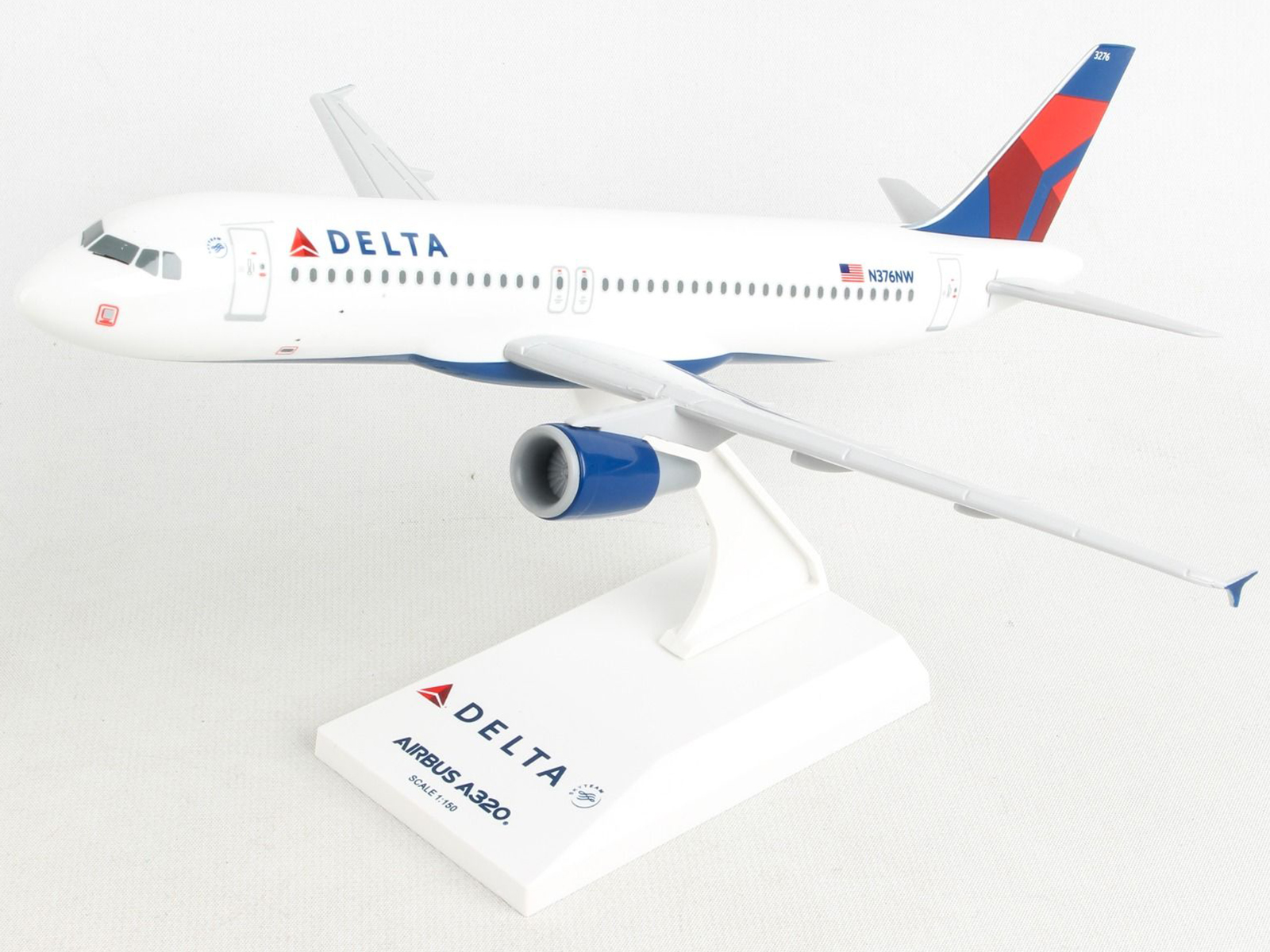 Airbus A320 Commercial Aircraft Delta Air Lines (N376NW) White with Blue and Red Tail (Snap-Fit) 1/150 Plastic Model by Skymarks
