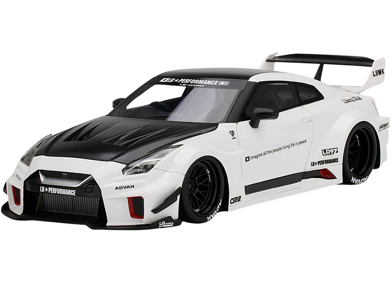 Nissan 35GT-RR LB-Silhouette WORKS GT RHD (Right Hand Drive) White and Black 1/18 Model Car by Top Speed