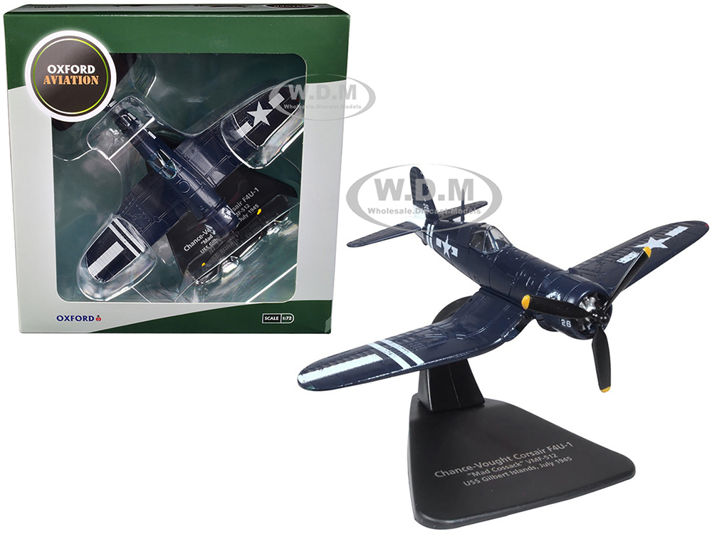 Chance-Vought Corsair F4U-1 Fighter Aircraft Mad Cossack VMF-512 USS Gilbert Islands (July 1945) Oxford Aviation Series 1/72 Diecast Model Airplane by Oxford Diecast