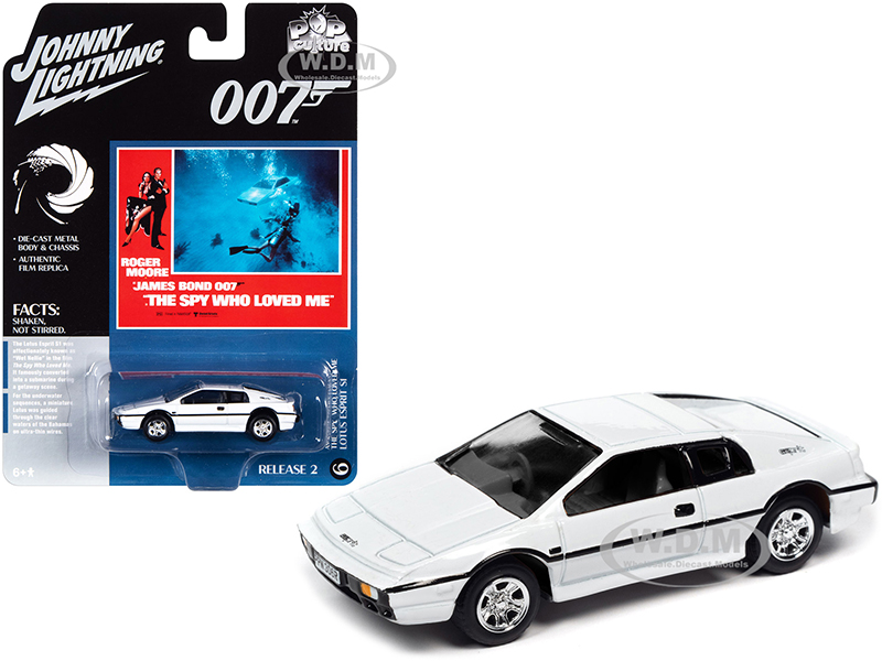 Lotus Esprit S1 White (James Bond 007) The Spy Who Loved Me (1977) Movie Pop Culture Series 1/64 Diecast Model Car by Johnny Lightning