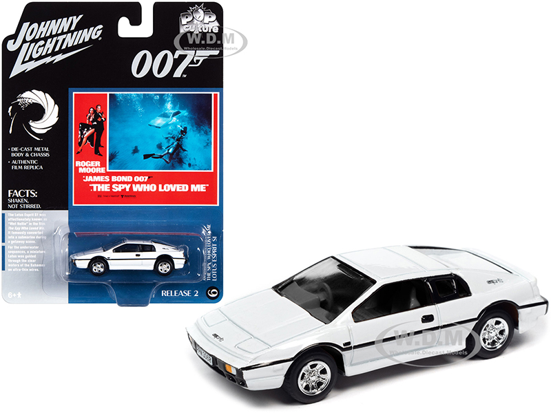 Lotus Esprit S1 White (James Bond 007) "The Spy Who Loved Me" (1977) Movie "Pop Culture" Series 1/64 Diecast Model Car by Johnny Lightning