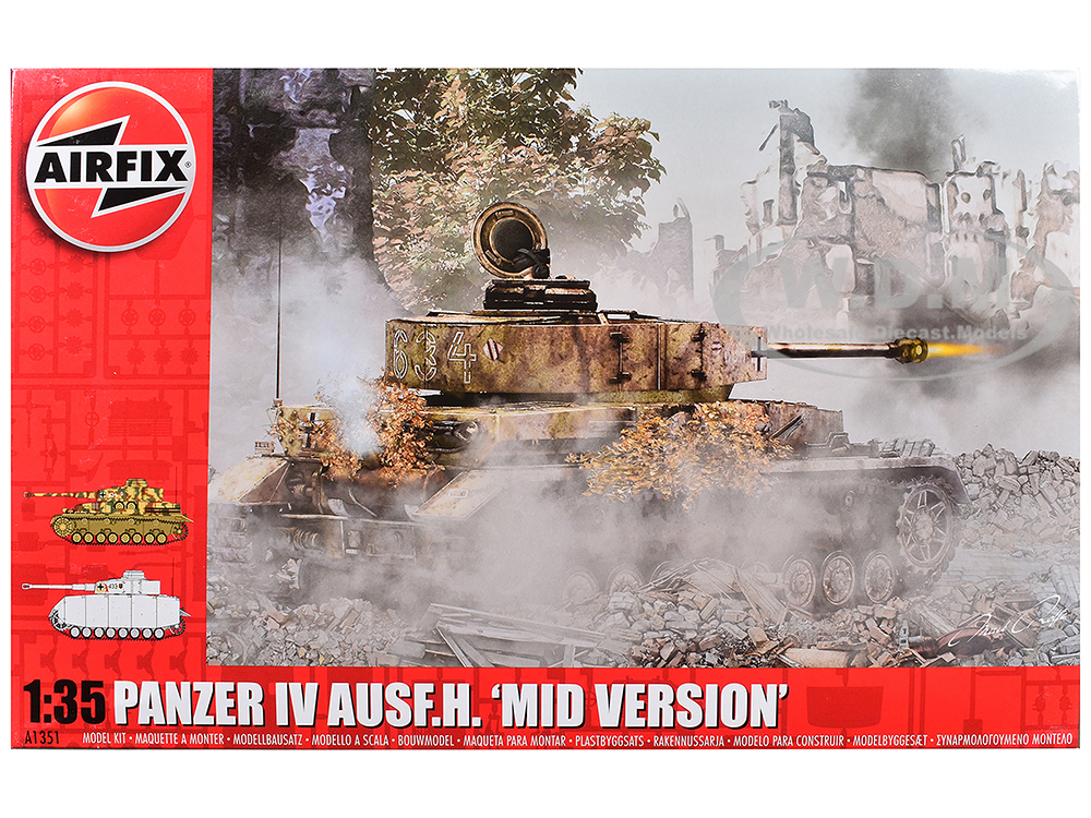 Level 3 Model Kit Panzer IV Ausf.H "Mid Version" Tank with 2 Scheme Options 1/35 Plastic Model Kit by Airfix